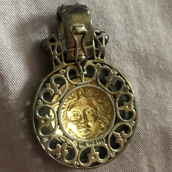 14k gold and sterling silver Medusa enhancer pendant - Picture 6 of 7